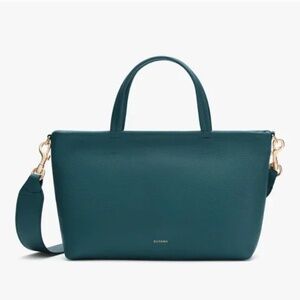 NWT Cuyana Mini Easy Zipper Tote in Deep Ocean Pebbled Leather (color sold out)